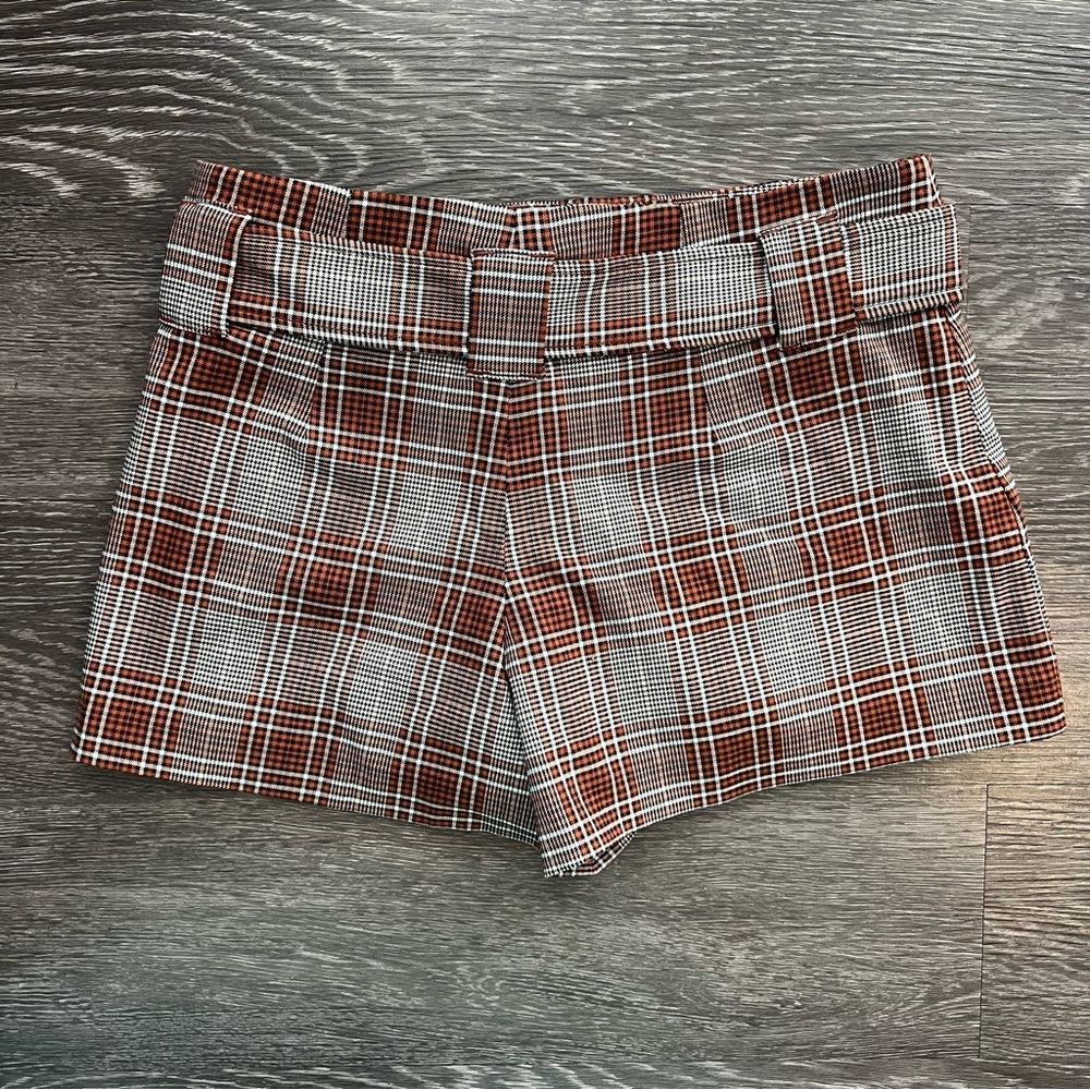 Free People Sage Rust Brown Plaid Mini Skort - Picture 7 of 9